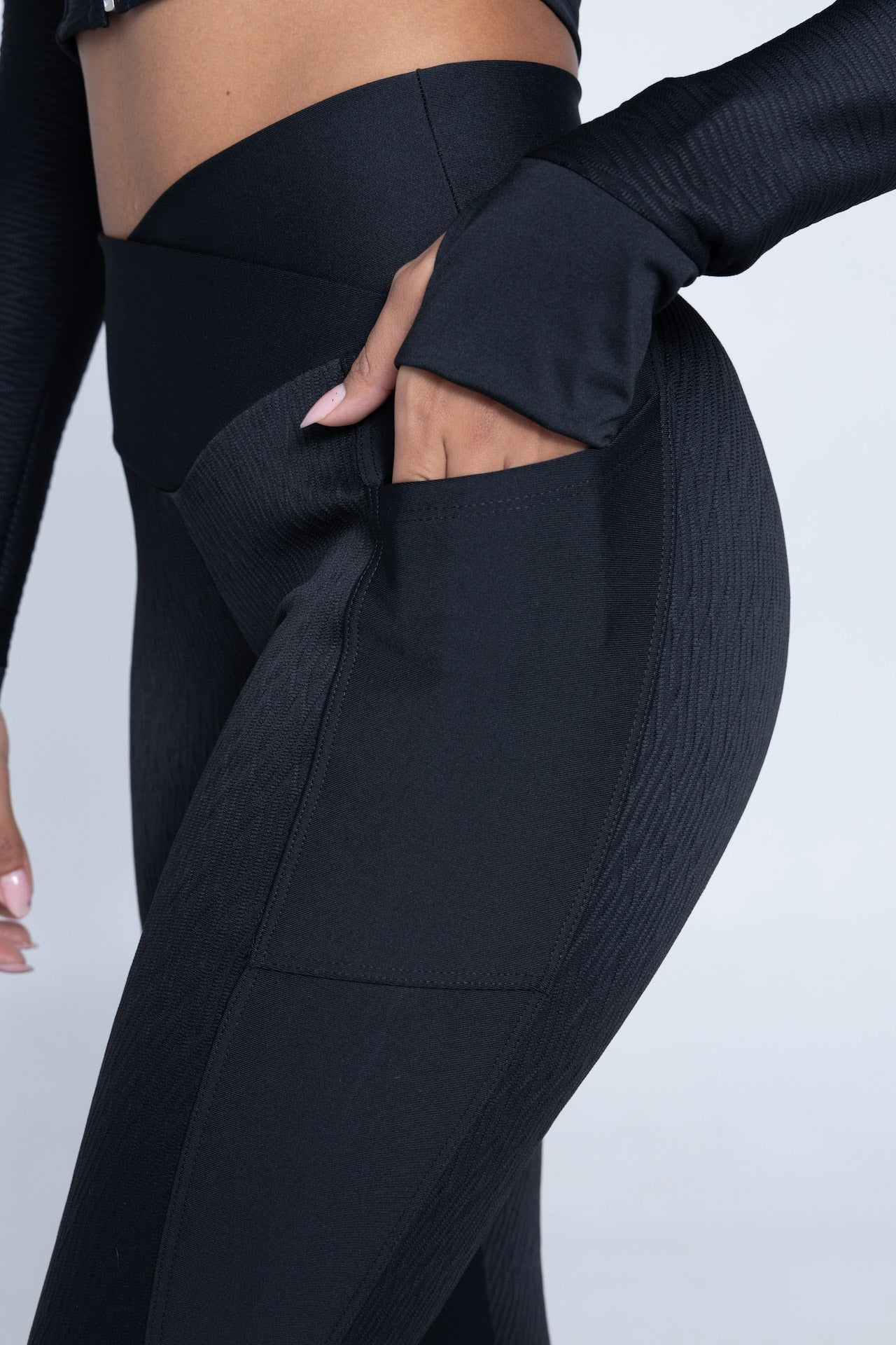 Black Zip Jacket Leggings Set