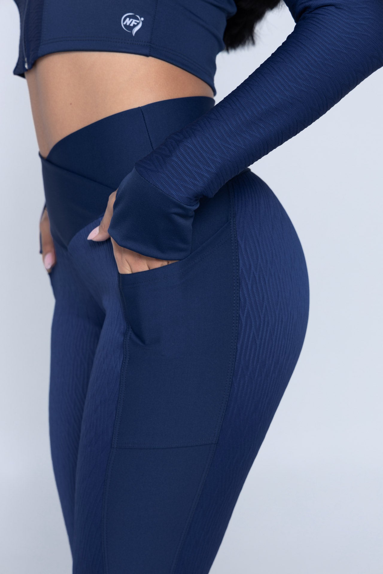Navy Blue Zip Jacket Leggings Set