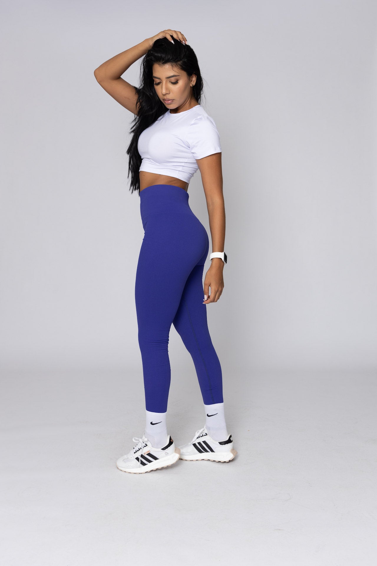 Seamless Leggings Set with White Top