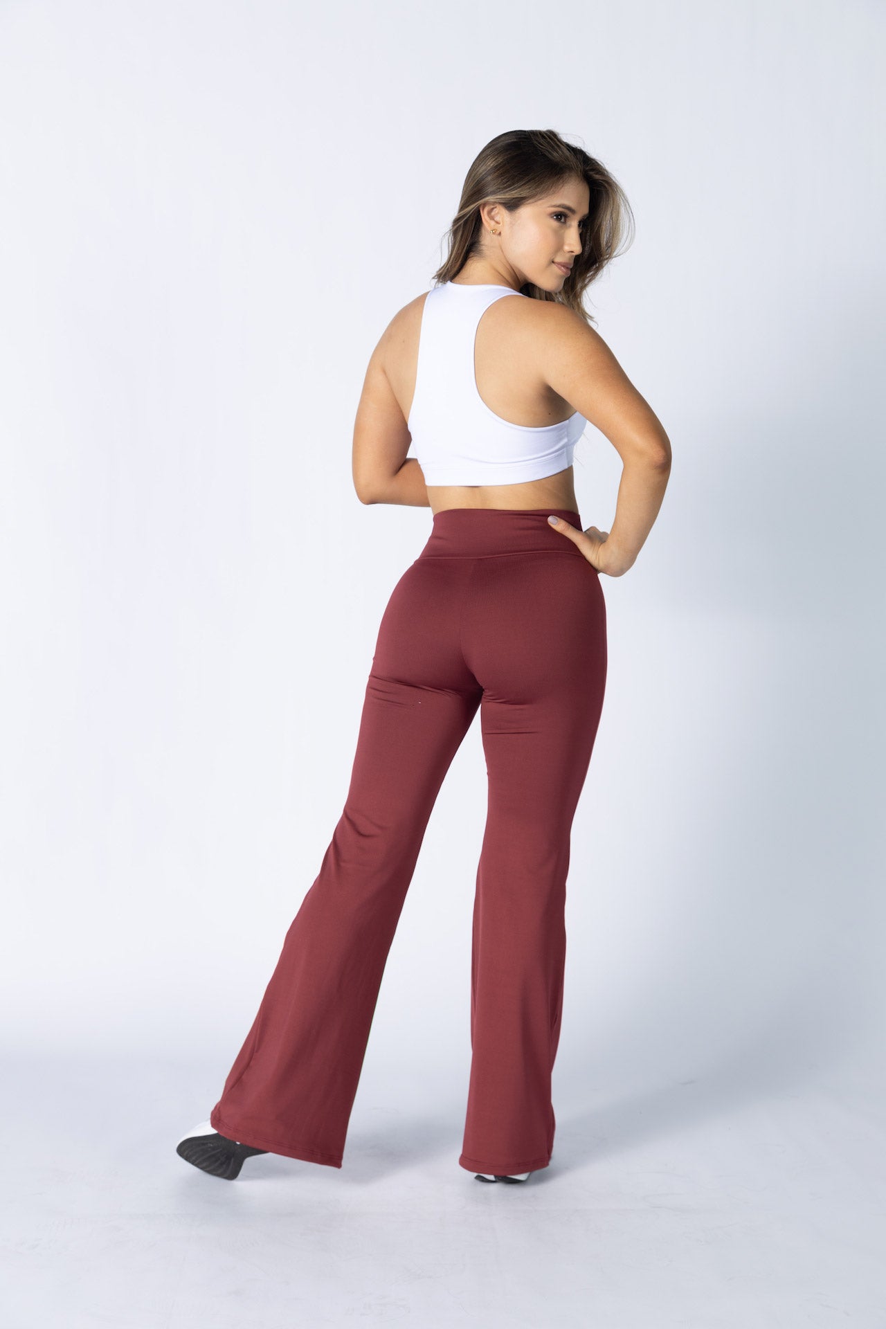 Leggings anchos color vino